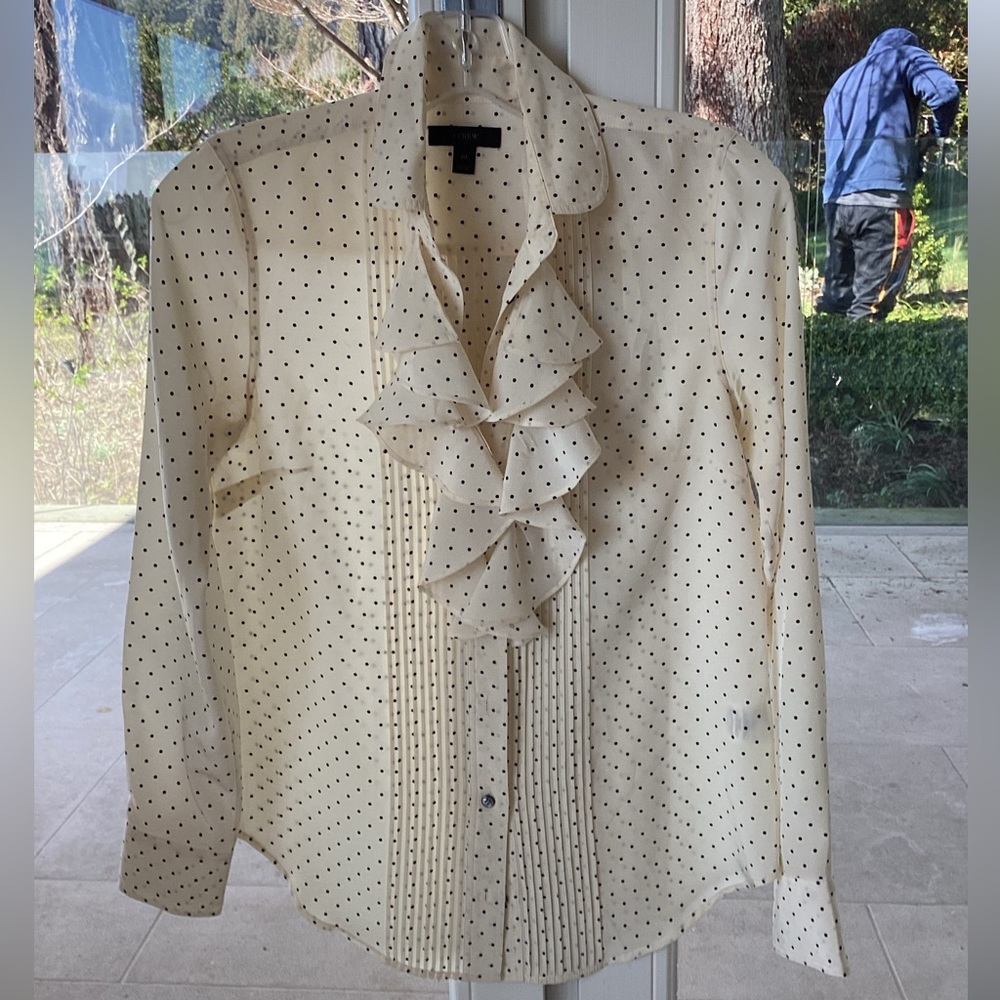 Polka dot silk blouse
